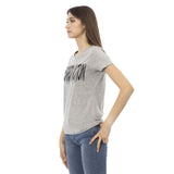 T-shirt de mélange en coton gris élégant avec imprimé chic