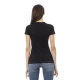 TEE de algodón negro elegante con estampado frontal único