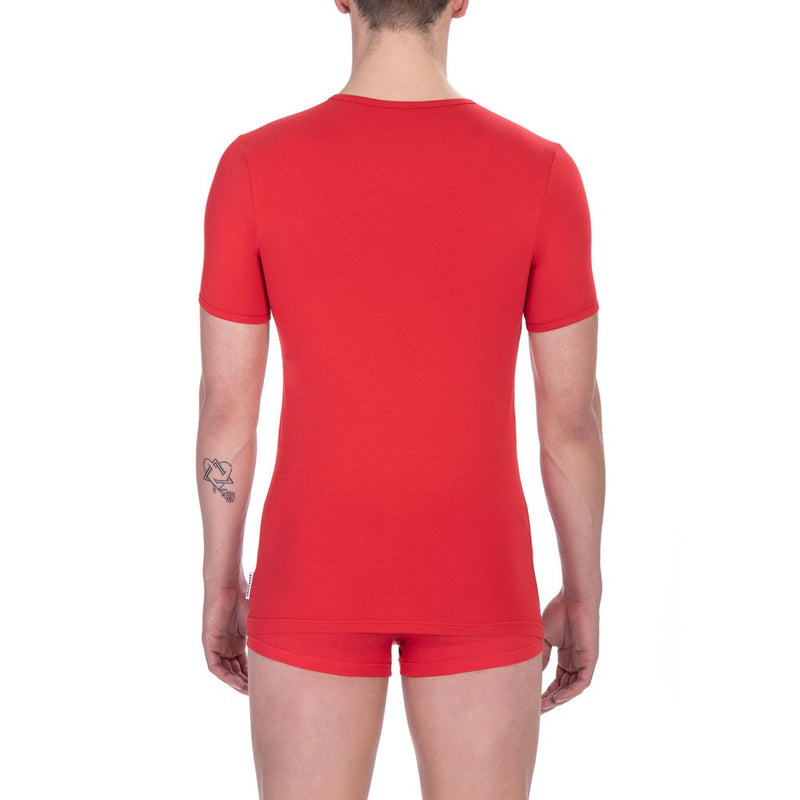 Lebendiger rotes Baumwoll -Crew -Hals T -Shirt Twin Pack