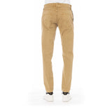 Pantaloni di miscela di cotone beige con tasche