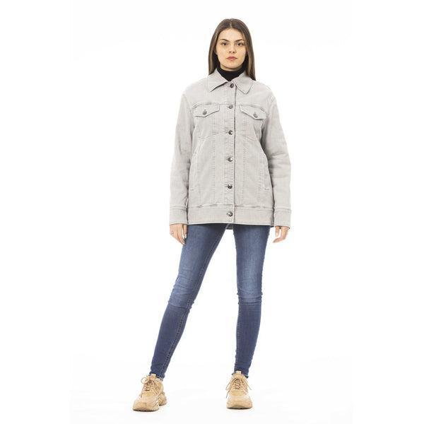 Veste de mélange en coton gris élégant