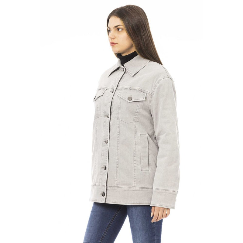 Elegante chaqueta de mezcla de algodón gris