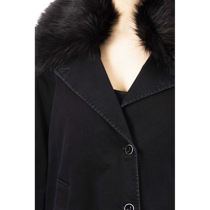 Elegante schwarze Baumwollmischungsjacke