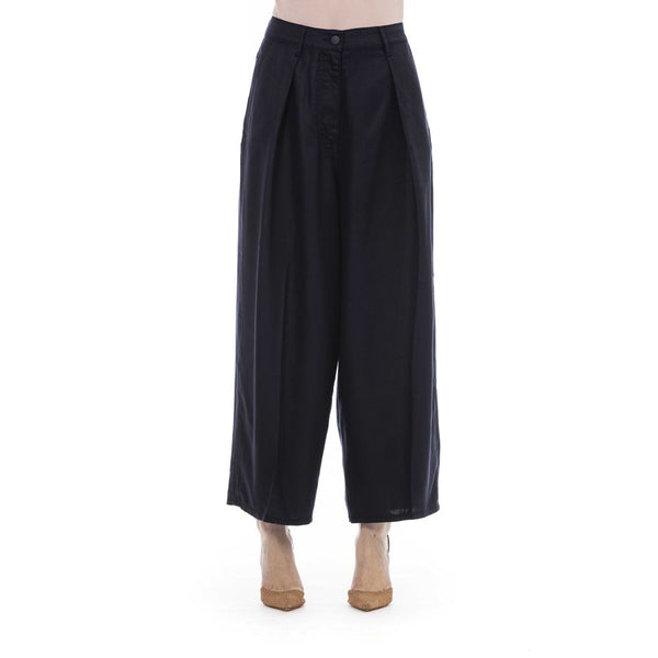 Eleganti pantaloni di cotone nero con tasche