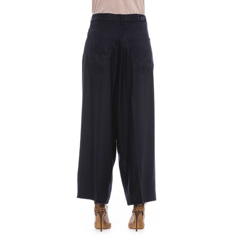 Elegantes pantalones de algodón negro con bolsillos