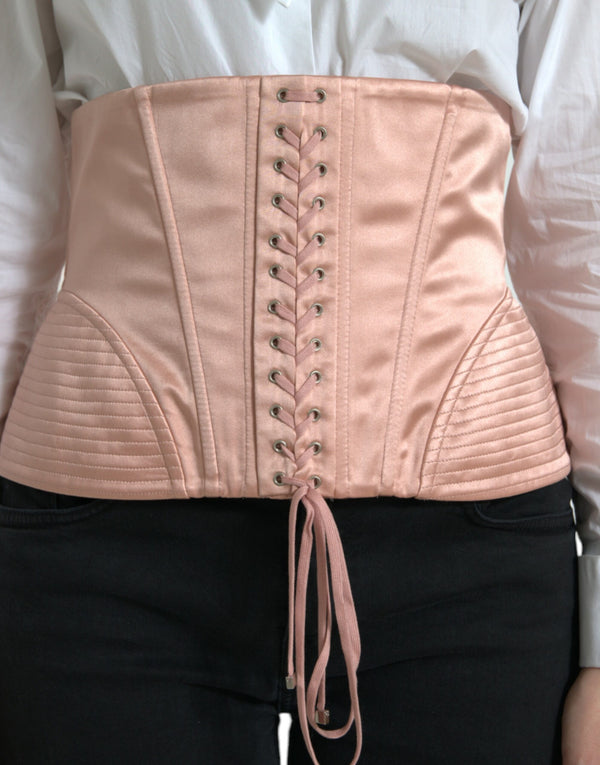 Elegante cintura di corsetto a pizzo rosa