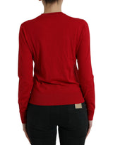 Maglione pullover in lana rossa radiante