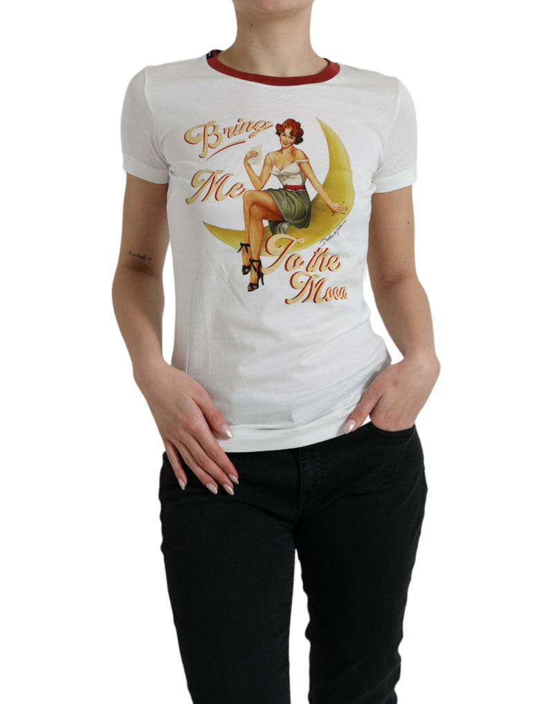 Elegante camiseta de cuello de la tripulación de algodón blanco