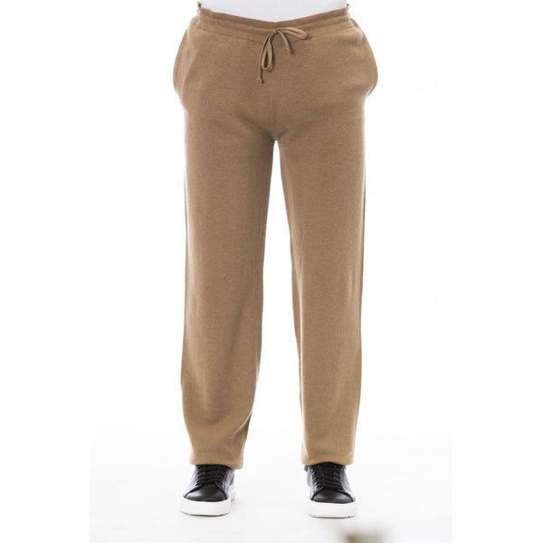 Elegantes pantalones de cordón de color beige