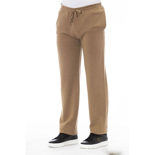 Elegantes pantalones de cordón de color beige