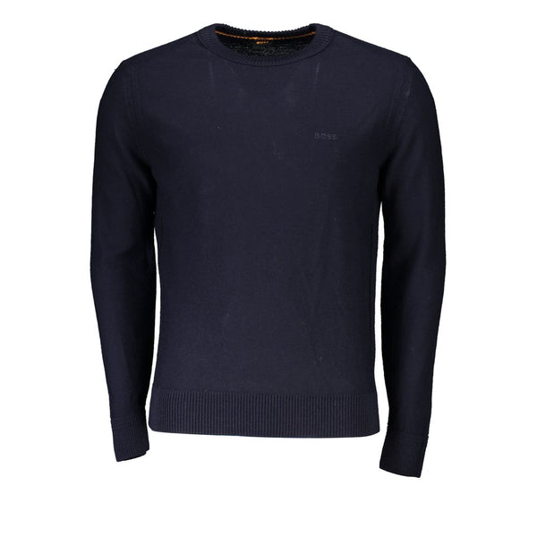 Chic Blue Crew Neck Wool-Blend πουλόβερ