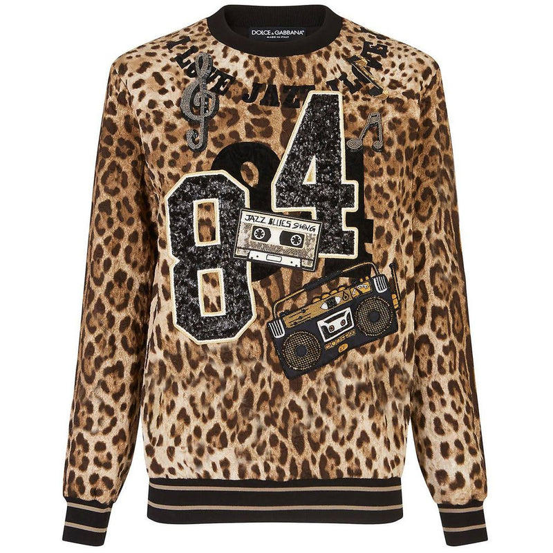 Sudadera con estampado de leopardo adornado