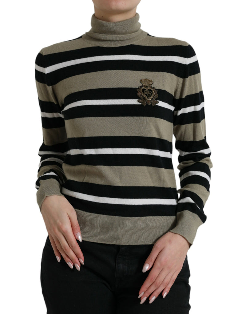 Elegant gestreifter Rollkragenpullover Wollpullover