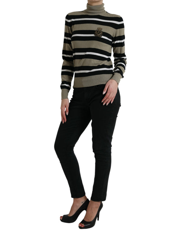 Elegant gestreifter Rollkragenpullover Wollpullover