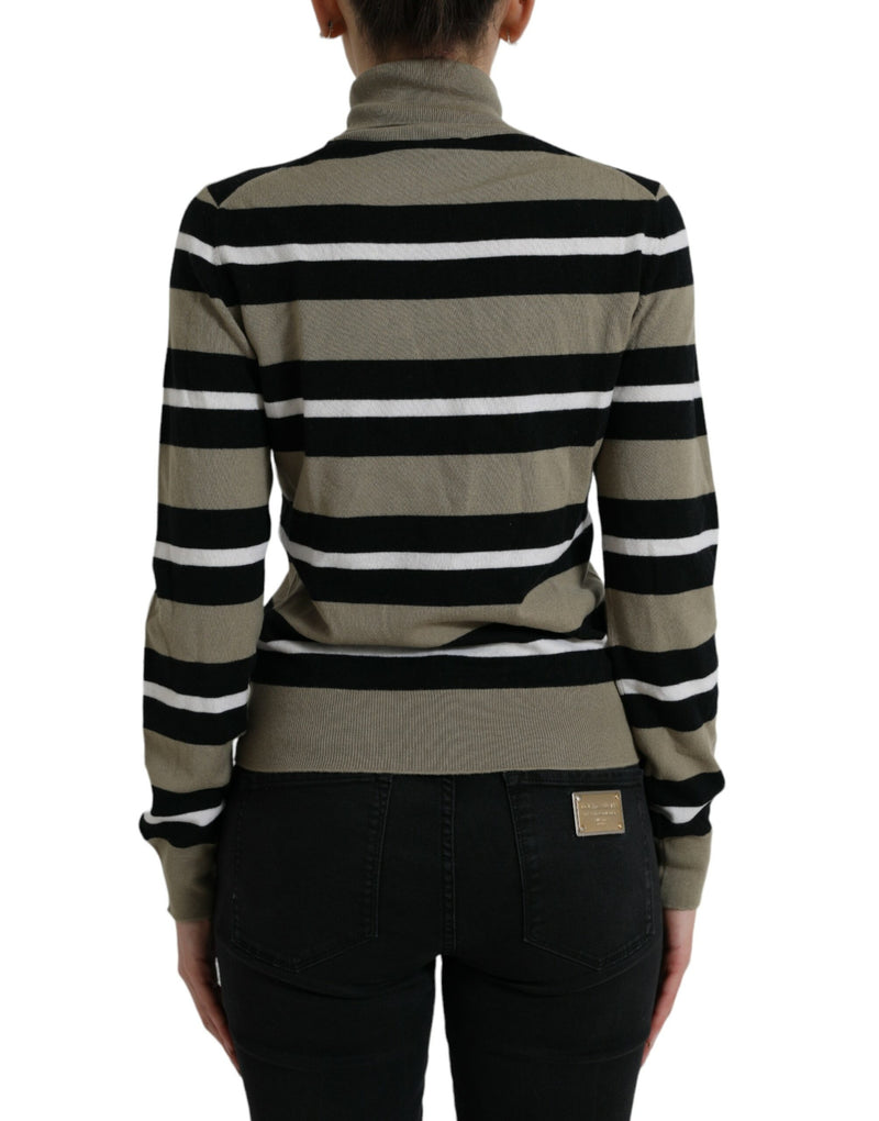 Elegant gestreifter Rollkragenpullover Wollpullover