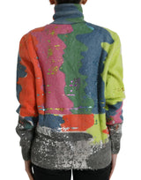 Multicolor -Mohair -Rollkragenpullover lässiger Pullover