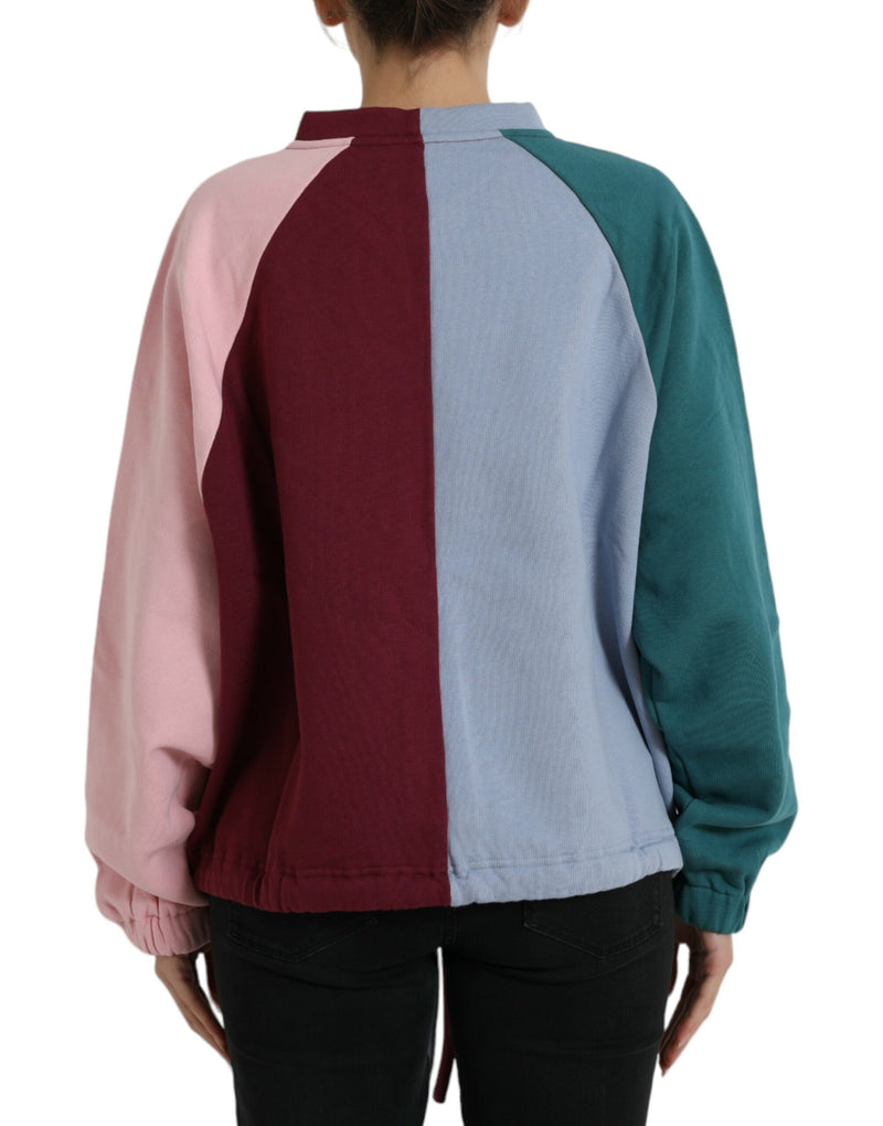 Pull à cou à l'équipage de coton multicolore