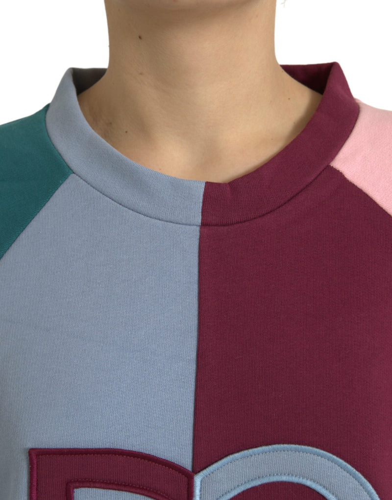 Multicolor -Watteswoll -Crew -Nackenpullover