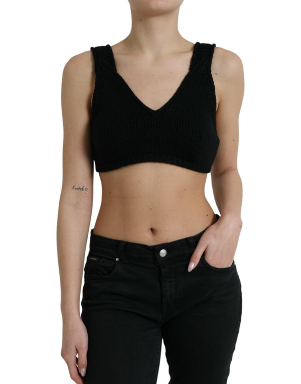 Eleganter schwarzer Kaschmir Bustier Crop Top