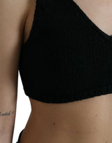 Κομψό μαύρο κασμίρι bustier crop crop