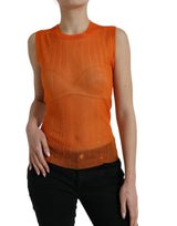 Camiseta de tanque de cuello de la tripulación de naranja elegante