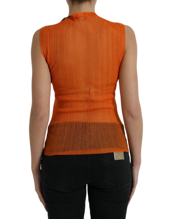 Camiseta de tanque de cuello de la tripulación de naranja elegante