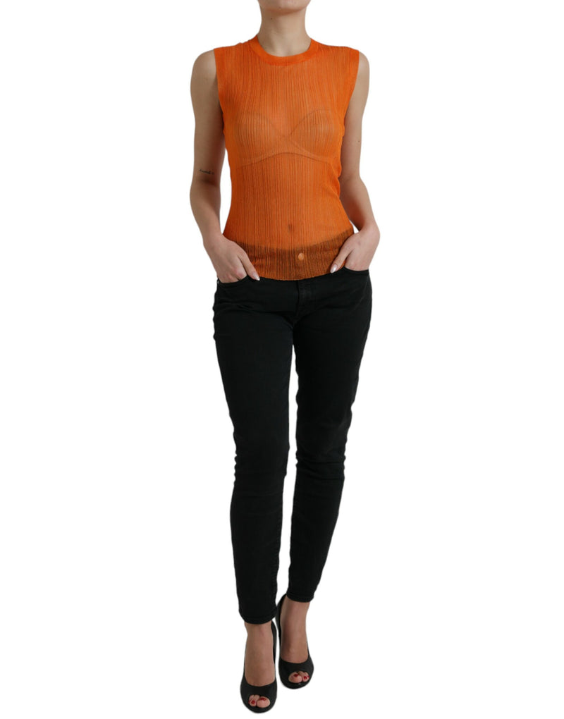 Chic Orange Crew Neck -Tanktop