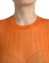 Camiseta de tanque de cuello de la tripulación de naranja elegante