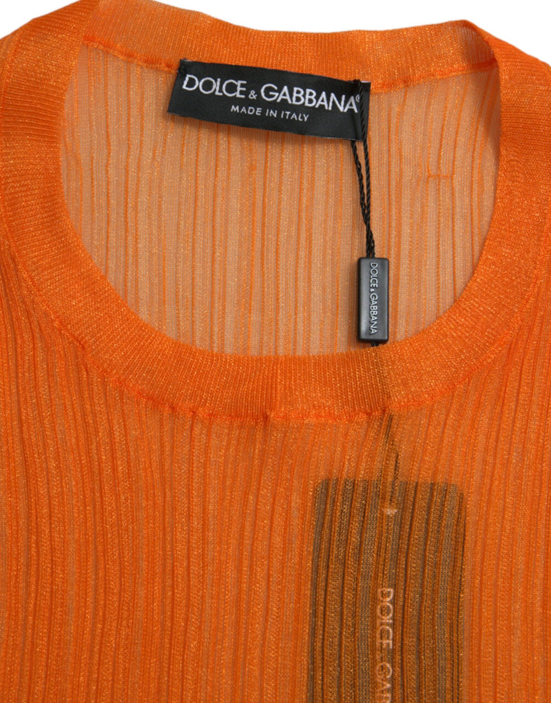 Chic Orange Crew Neck -Tanktop