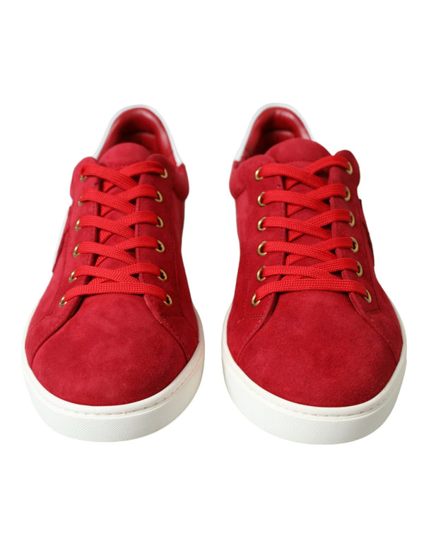 Elegantes zapatillas de cuero rojo y blanco