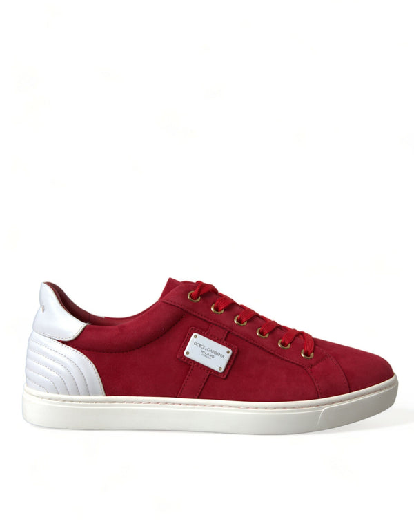 Elegantes zapatillas de cuero rojo y blanco