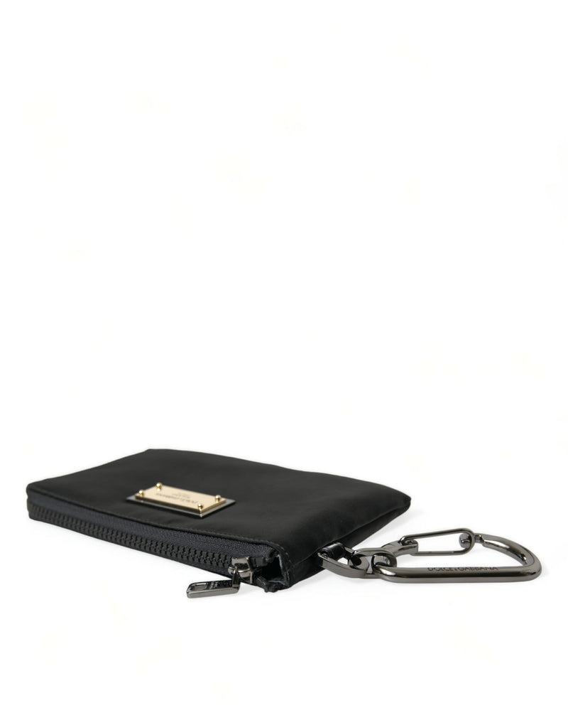 Elite Black Nylon & Leather Pouch with Logo Detail