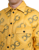 Elegante chaqueta de blusón amarillo acolchado