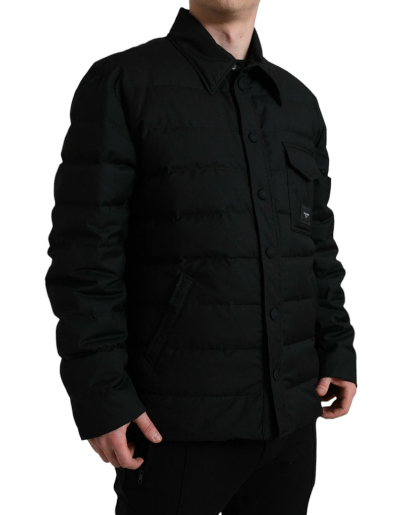 Elegante chaqueta de parka con acolchado negro