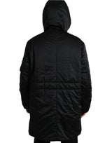 Elegante schwarze Parkjacke mit Kapuzenparka