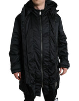 Elegante schwarze Parkjacke mit Kapuzenparka