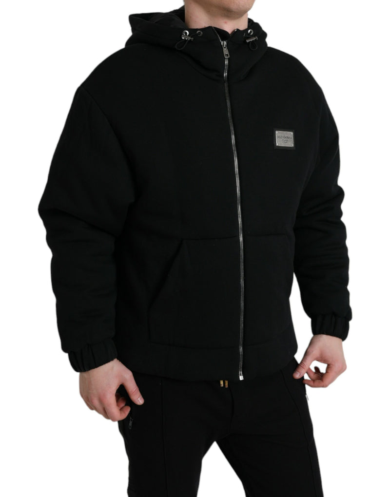 Elegante giacca bomber nera con cappuccio