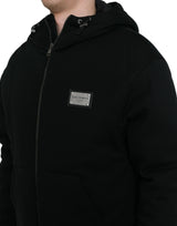 Elegante schwarze Bomberjacke mit Kapuze