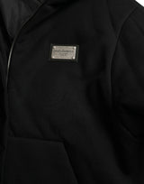 Elegante schwarze Bomberjacke mit Kapuze