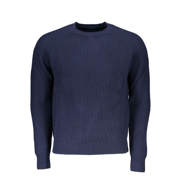 Blue Cotton Men Sweater