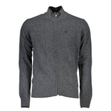 Chic Gray Zip Cardigan με λεπτομέρειες κεντήματος