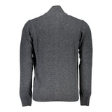 Cardigan zip grigio chic con dettagli da ricamo