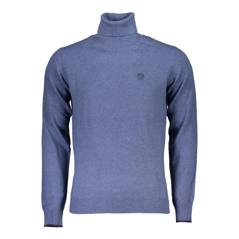 Pull à col roulé bleu élégant avec broderie