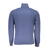 Pull à col roulé bleu élégant avec broderie