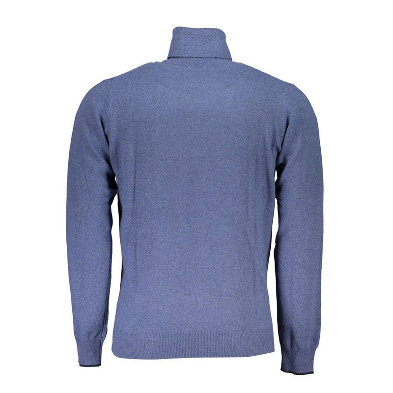 Pull à col roulé bleu élégant avec broderie