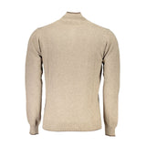 Eleganter beige Rollkragenpullover mit halben Reißverschluss