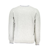 Grauer Crew -Nackenpullover mit Kontrastdetails