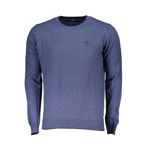 Blue Crew Neck -Pullover mit Stickdetails