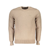 Pull brodé de cou de l'équipage beige