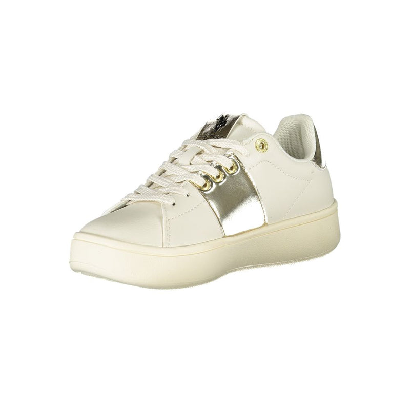 Beige geschnürte Sport -Turnschuhe mit Kontrastdetails